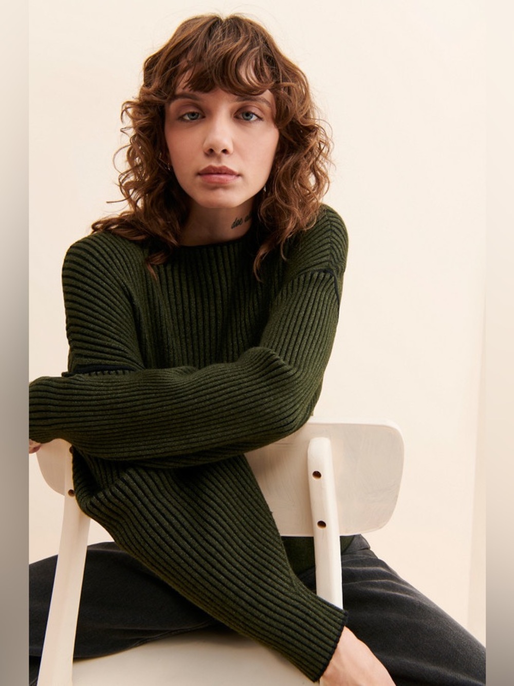 ANTHROPOLOGIE Women’s Green Ribbed Sweater